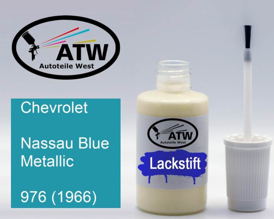 Chevrolet, Nassau Blue Metallic, 976 (1966): 20ml Lackstift, von ATW Autoteile West.